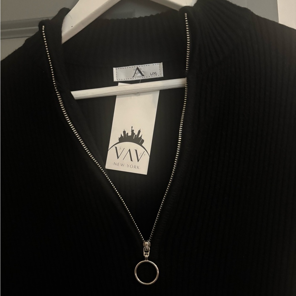 Black Zipper Sweater Dress